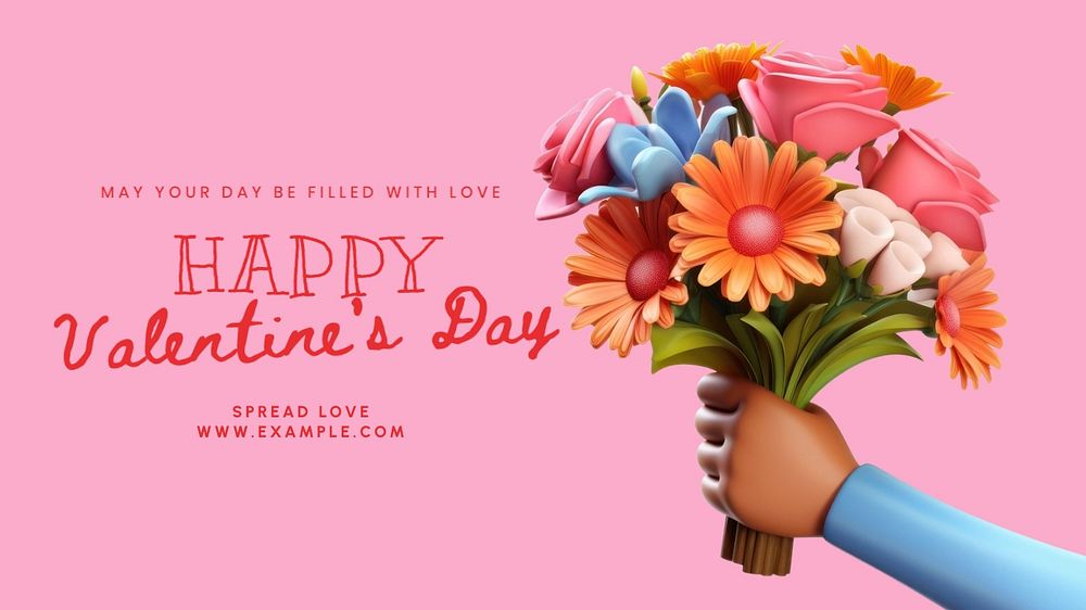 Happy Valentine's Day blog banner template, editable text