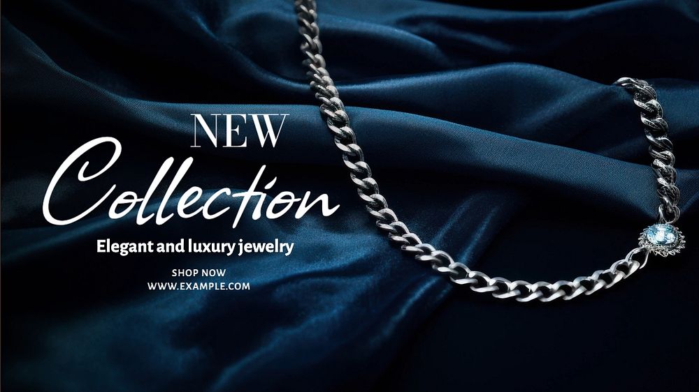 New jewelry collection blog banner template, editable text