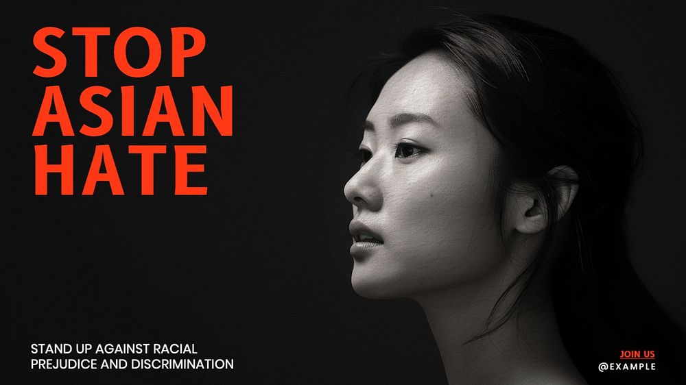 Stop Asian hate blog banner template, editable text