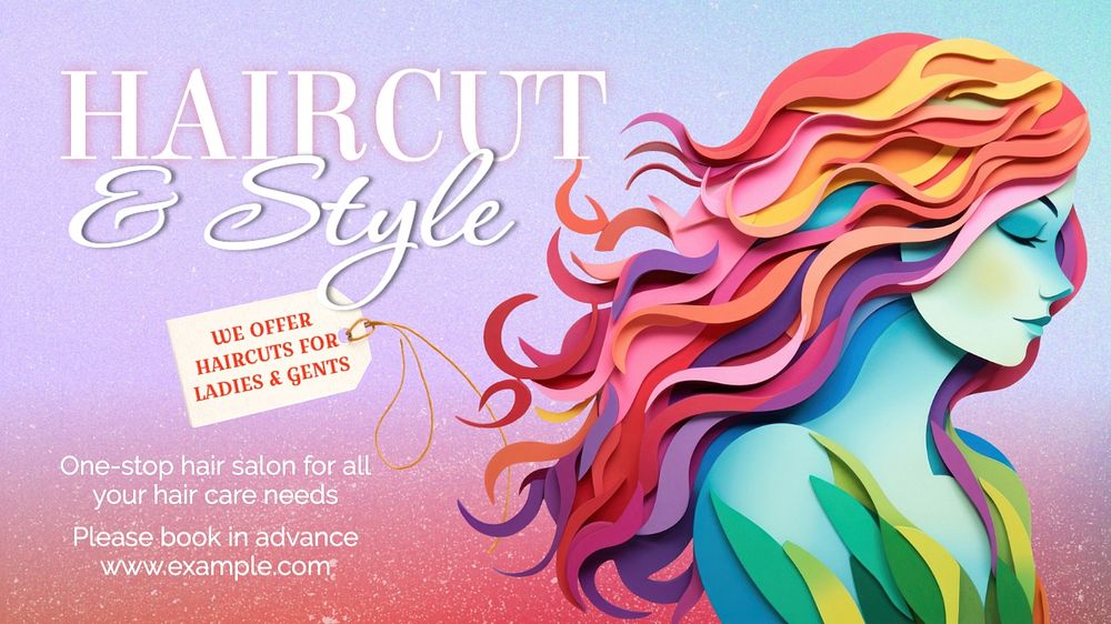 Haircut & style blog banner template, editable text