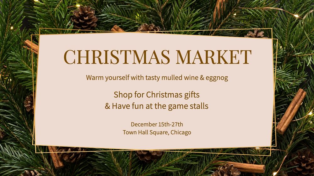 Christmas market blog banner template, editable text