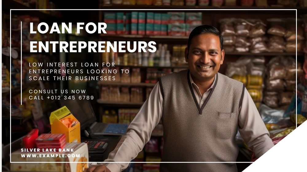 Loan for entrepreneurs blog banner template, editable text