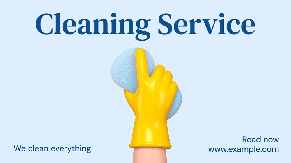 Cleaning service blog banner template, editable text