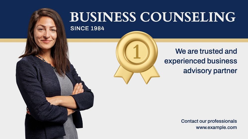 Business counseling blog banner template, editable text