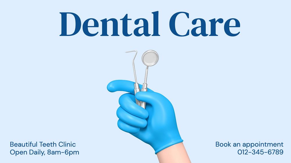 Dental care blog banner template, editable text