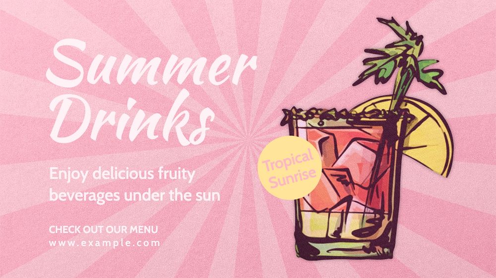 Summer drinks blog banner template, editable text