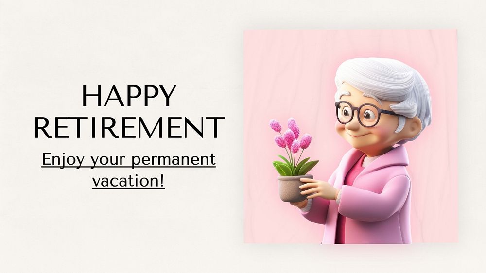 Happy retirement blog banner template, editable text