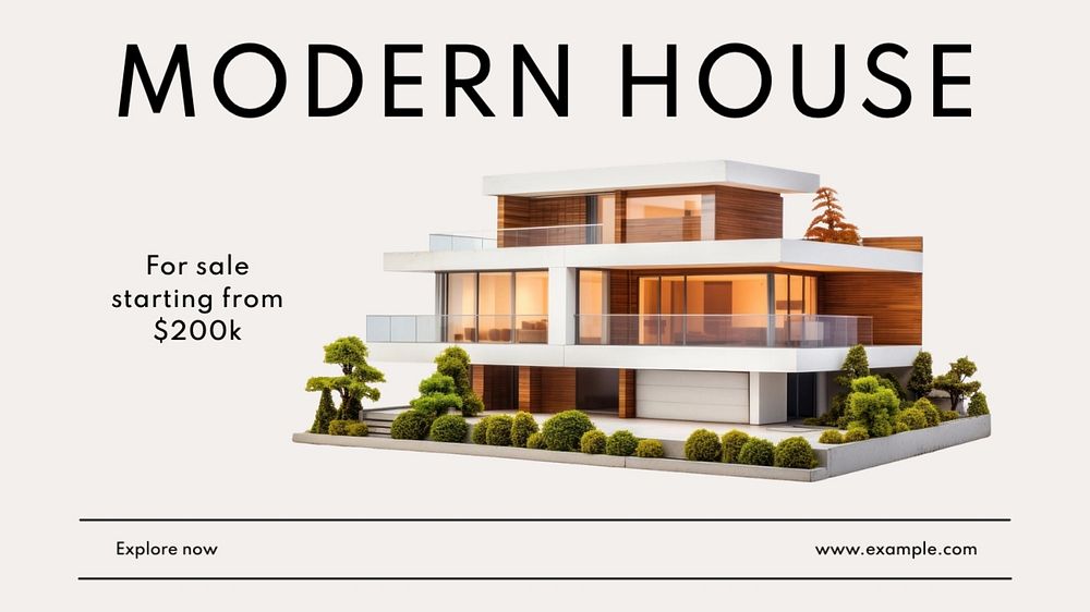 Modern house blog banner template, editable text