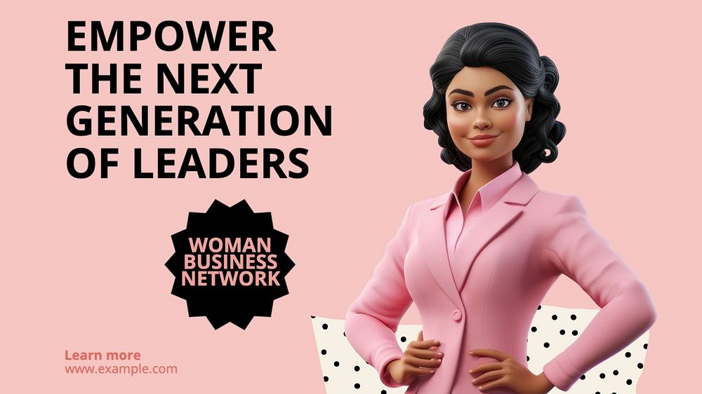 Empowering woman leaders blog banner template, editable text