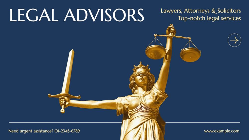 Legal advisors blog banner template, editable text