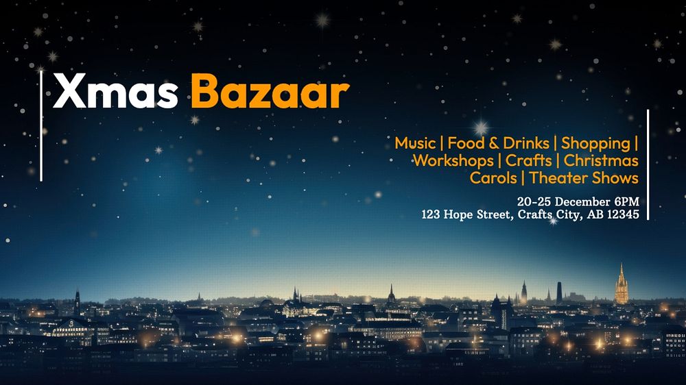 Xmas bazaar Facebook cover template, editable design