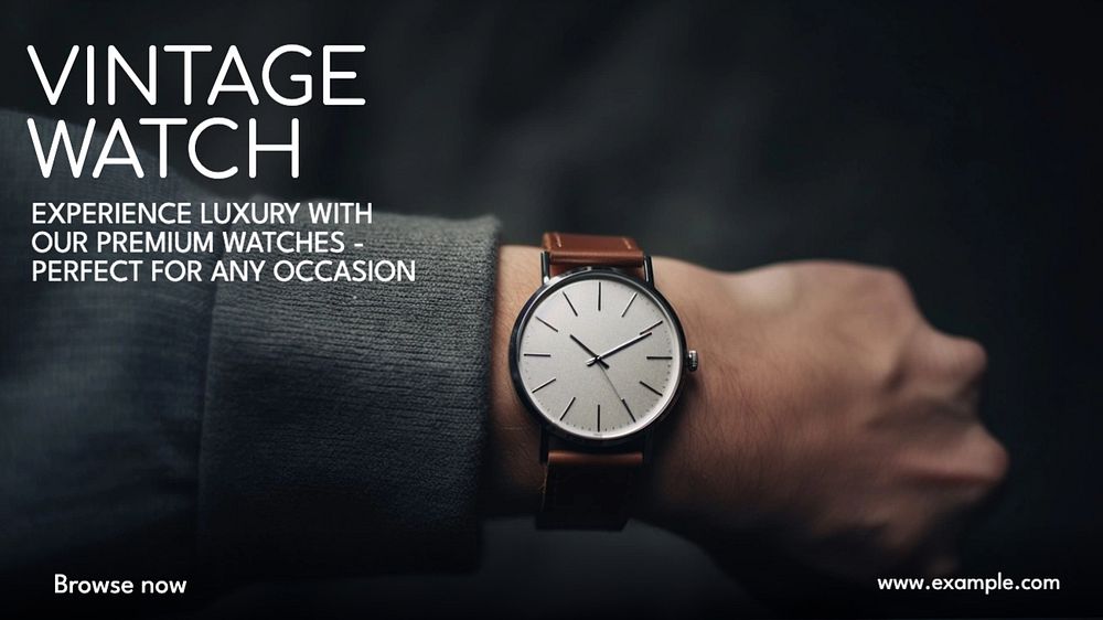 Vintage watch Facebook cover template, editable design