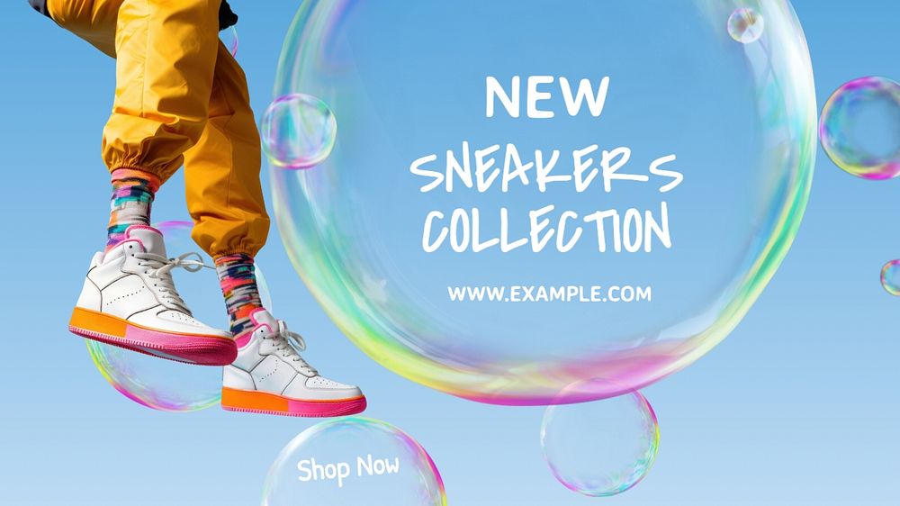 Sneakers collection blog banner template, editable text