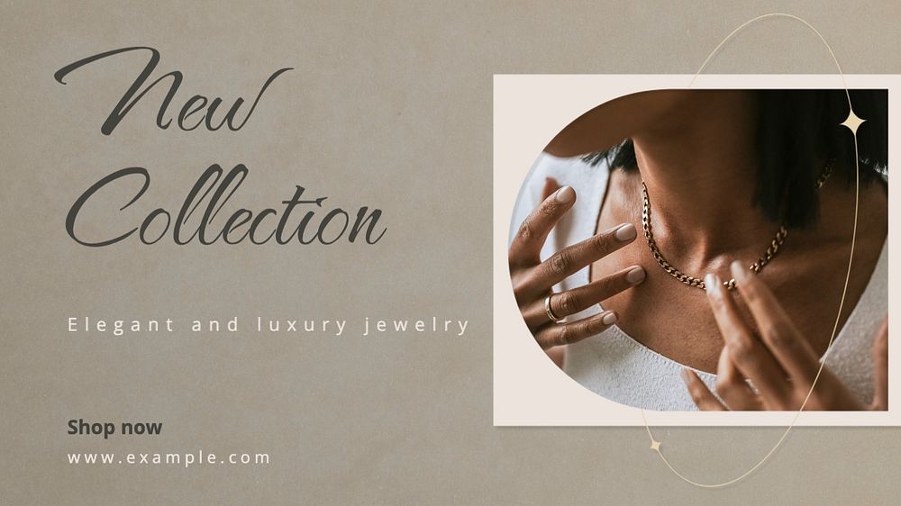 New jewelry collection blog banner template, editable text