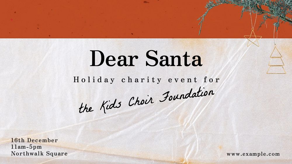 Dear Santa blog banner template, editable text