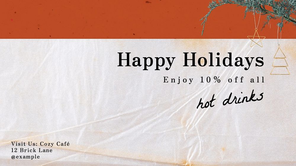 Holiday sale blog banner template, editable text