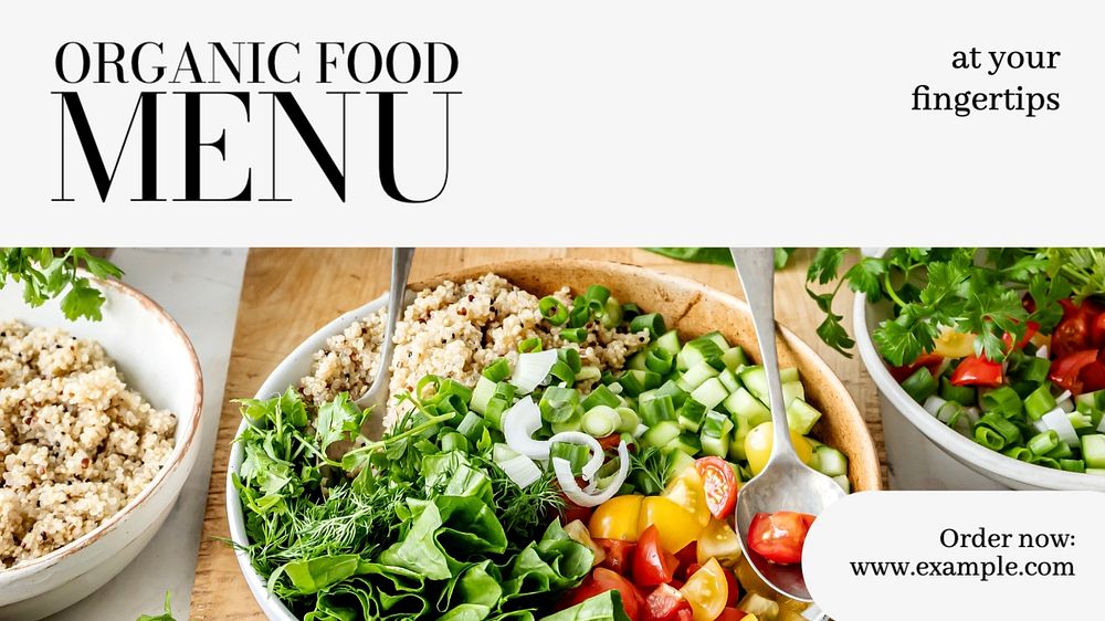 Organic food menu blog banner template, editable text