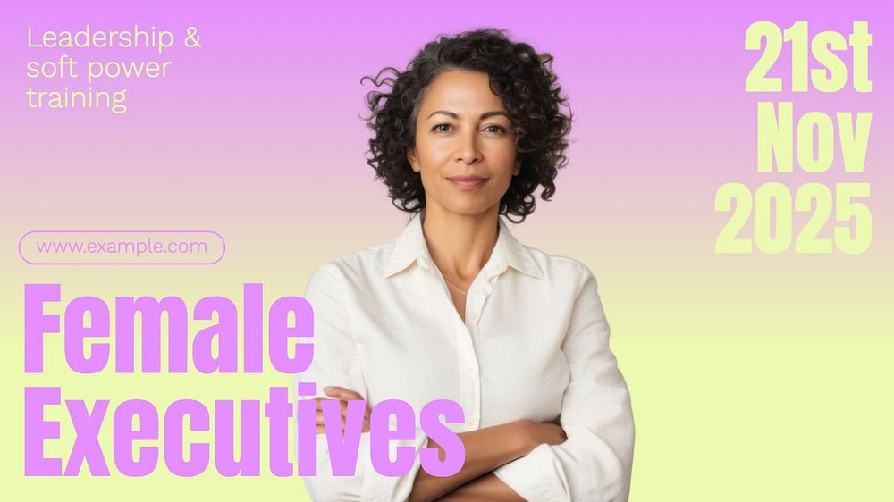 Female executives blog banner template, editable text