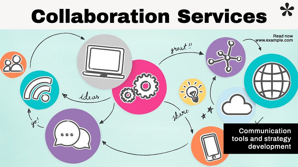 Collaboration services blog banner template, editable text