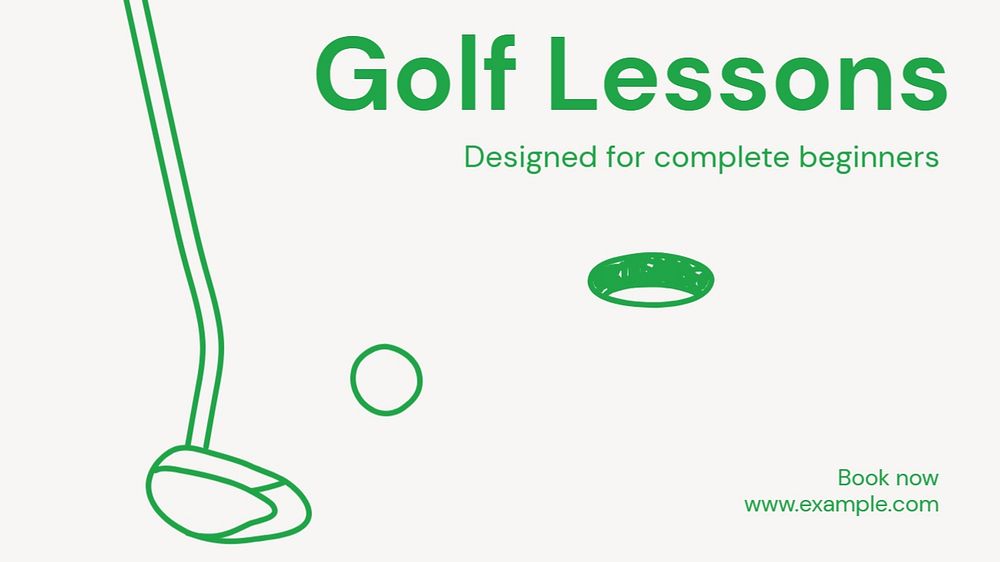 Golf lessons blog banner template, editable text