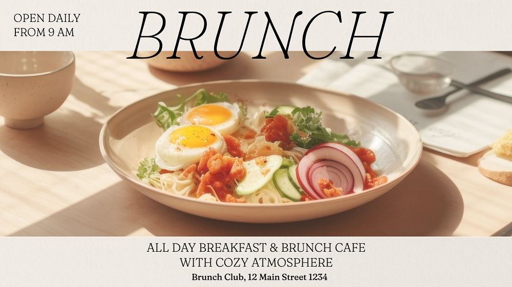 Brunch blog banner template, editable text