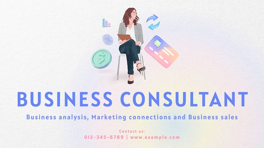 Business consultant blog banner template, editable text