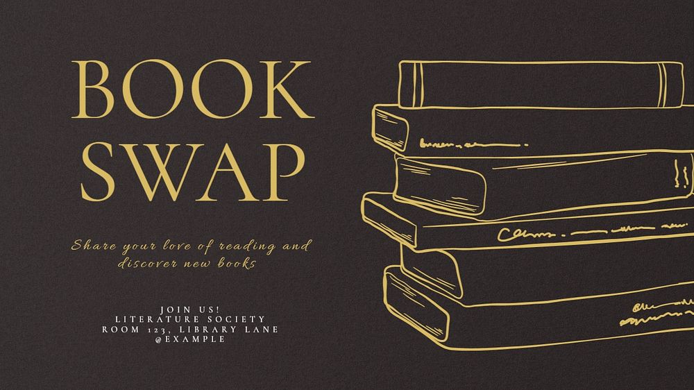 Book swap blog banner template, editable text