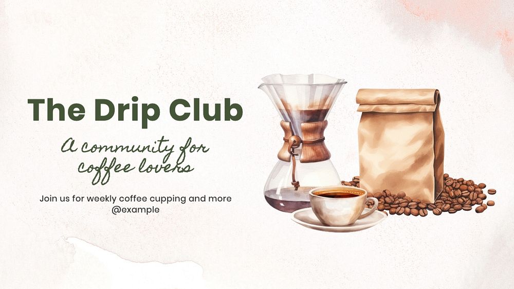 Coffee lover community blog banner template, editable text