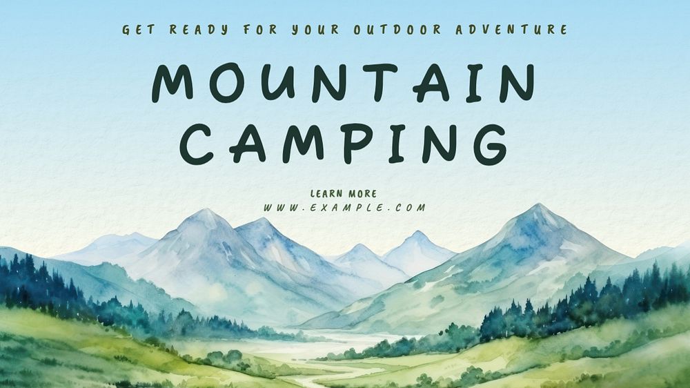 Mountain camping blog banner template, editable text