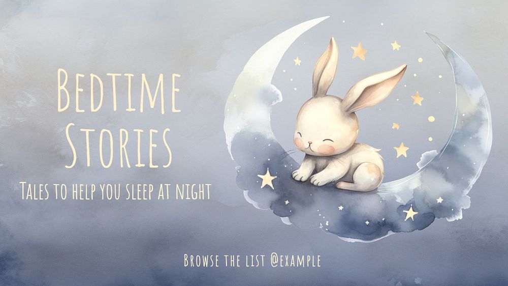 Bedtime stories blog banner template, editable text