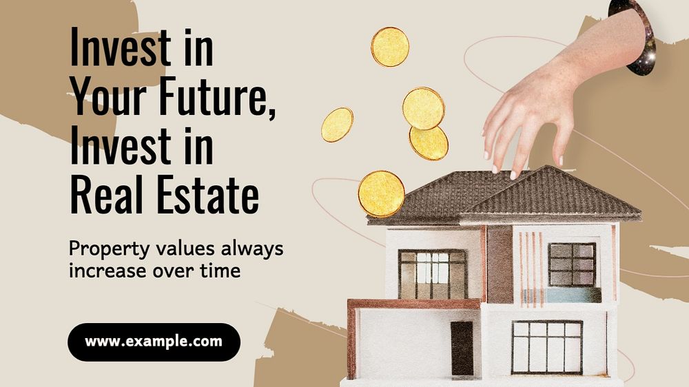 Real estate investment blog banner template, editable text