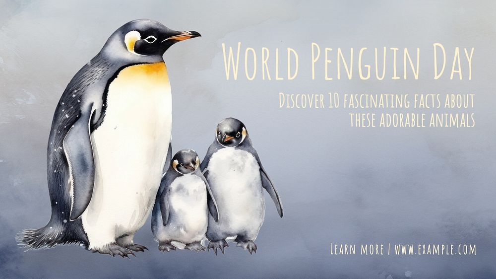 World penguin day blog banner template, editable text