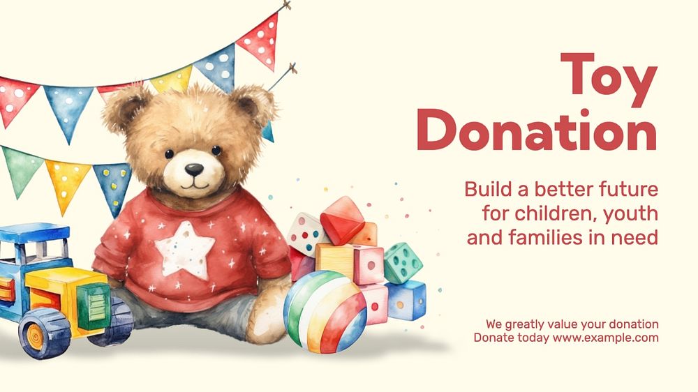 Toy donation blog banner template, editable text