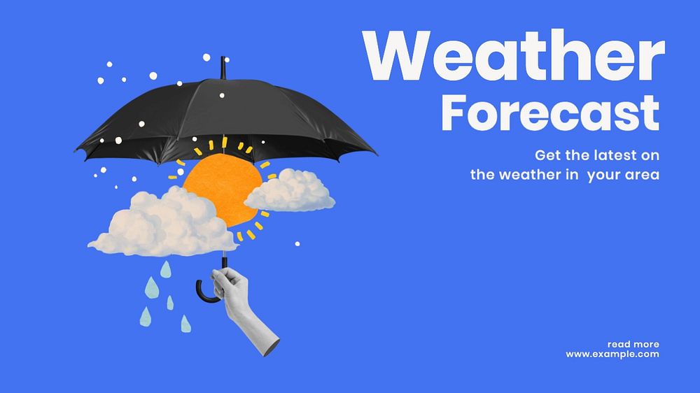 Weather forecast blog banner template, editable text