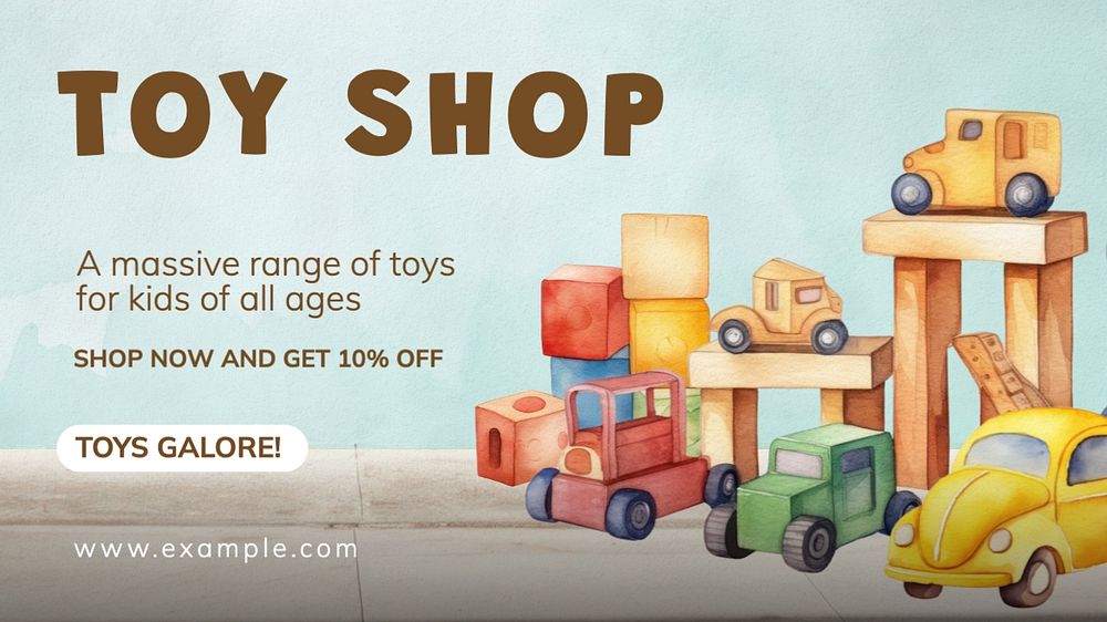 Toy shop blog banner template, editable text