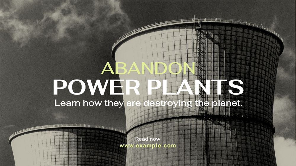 Power plants blog banner template, editable text