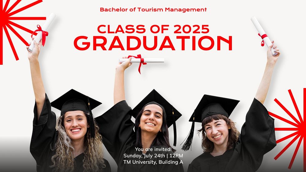 Graduation invitation blog banner template, editable text