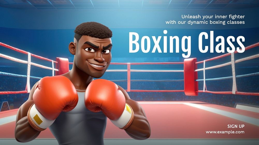 Boxing class blog banner template, editable text