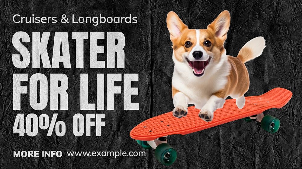 Skater for life blog banner template, editable text