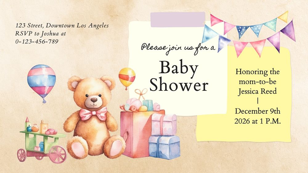 Baby shower blog banner template, editable text