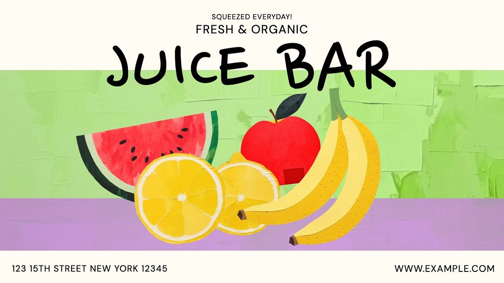 Juice bar blog banner template, editable text