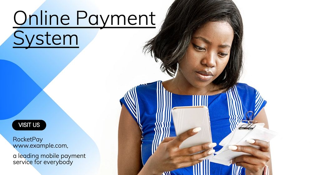 Online payment system blog banner template, editable text