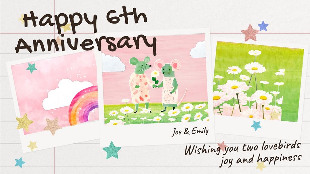 Happy anniversary blog banner template, editable text