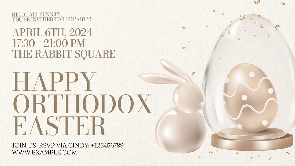 Happy Orthodox Easter blog banner template, editable text