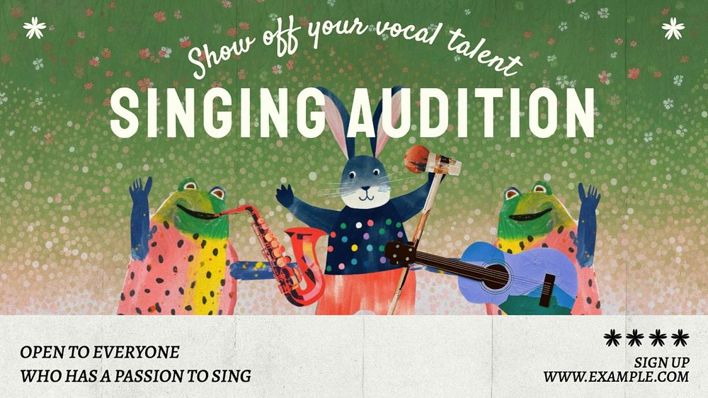 Singing audition blog banner template, editable text