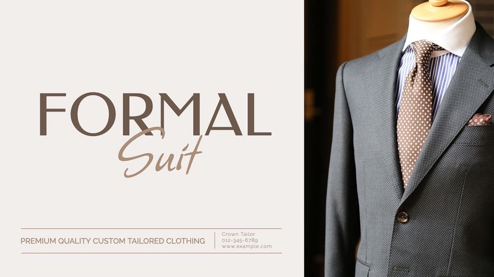 Formal suit blog banner template, editable text