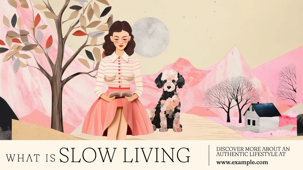 Slow living blog banner template, editable text