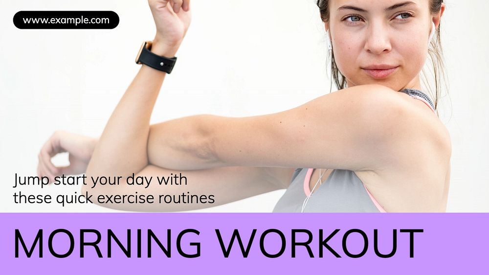 Morning workout routine blog banner template, editable text