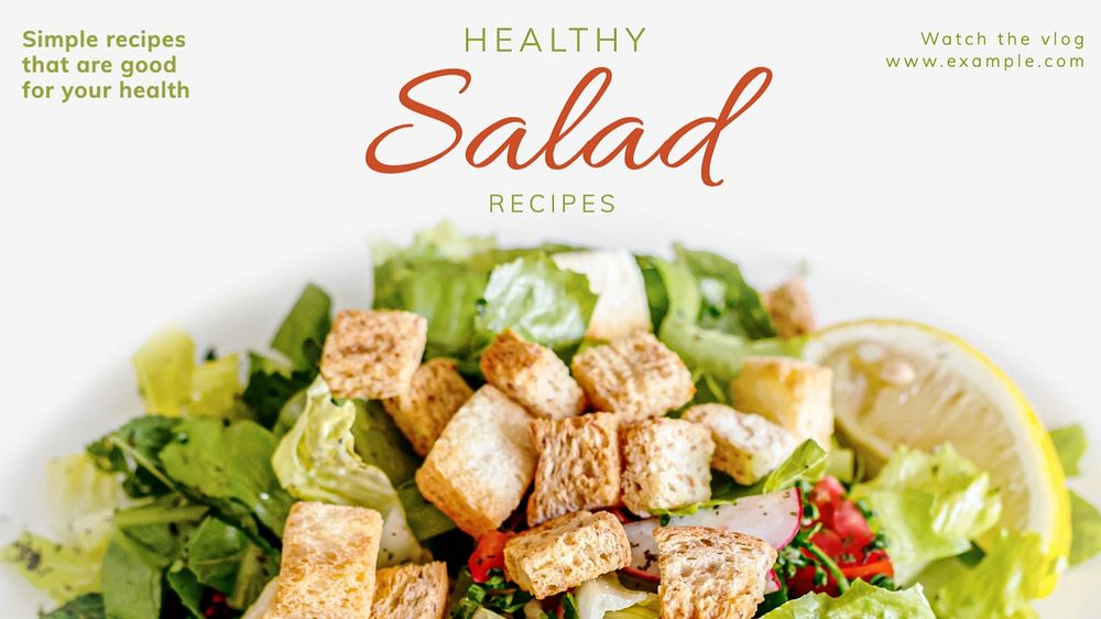 Healthy salad recipes blog banner template, editable text