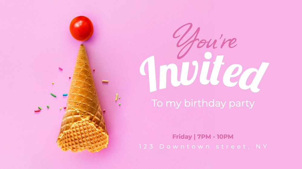 Birthday party blog banner template, editable text